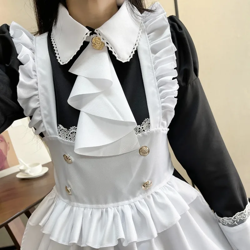 Brytyjska arystokraja kostiumy Cosplay kobiety Plus rozmiar sukienka pokojówki z długim rękawem japońska kawaii koronkowa kelnerka kawa pokojówka jednolita