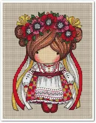 Magic Doll - Ukrainian Girl 23-28 Cross Stitch Kit Aida   Count Unprint Canvas Stitches Embroidery DIY Handmade Needlework