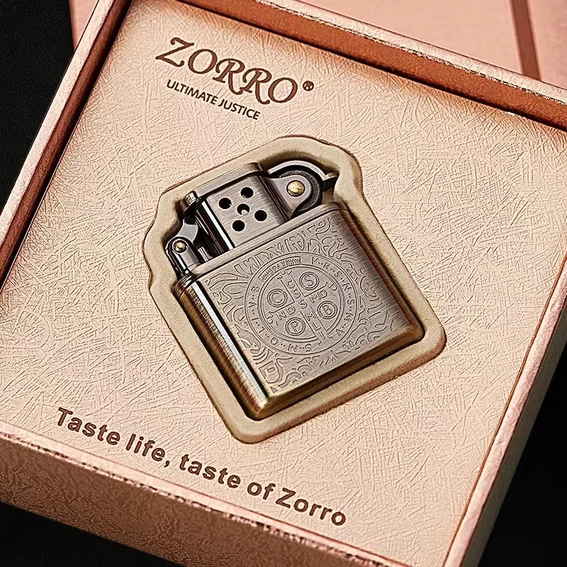 Zorro Metal Grinding Wheel Kerosene Lighter Windproof Constantine Creative Old Nine-door Retro Men\'s Lighter Birthday Gift