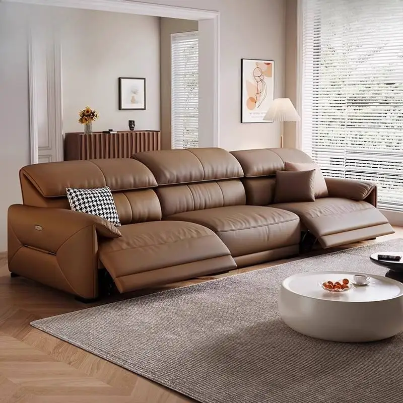 Living Room Electric Recliner Sofa Motor Strong Brown Cinema Electric Recliner Sofa Adult Wohnzimmersofas Furniture Home
