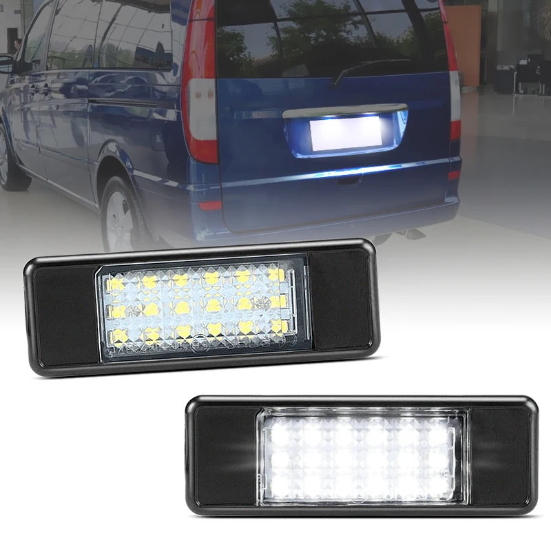 2 buah lampu plat nomor LED putih, untuk Benz Vito Viano W639 2003-2014 Sprinte W906 2006-2018