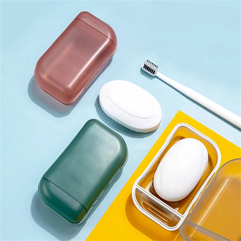 Sealed Soap Box Travel Supplies Portable Soap Shampoo Bar Stand Soap Box Bathroom Accessories Square With Cover Plastic ﻿