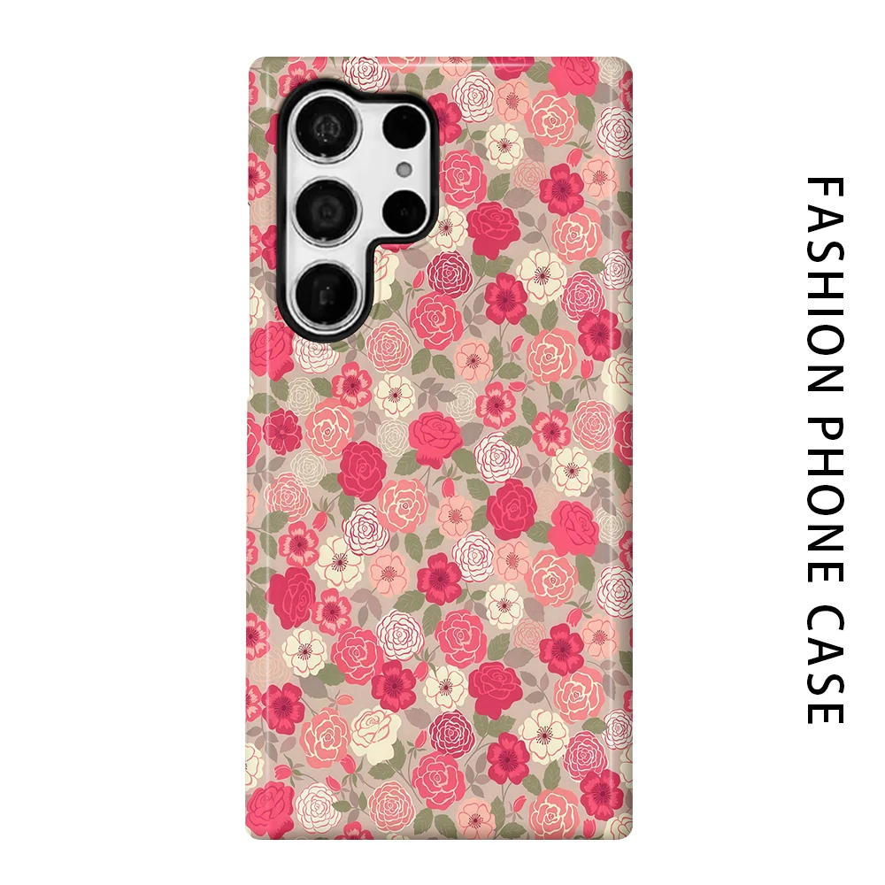 Rose Garden Bloom Phone Case for For Samsung Galaxy S26 S25 S24 S23 S20 FE A56 A36 Ultra Glossy HD Hard Cover Film Shell