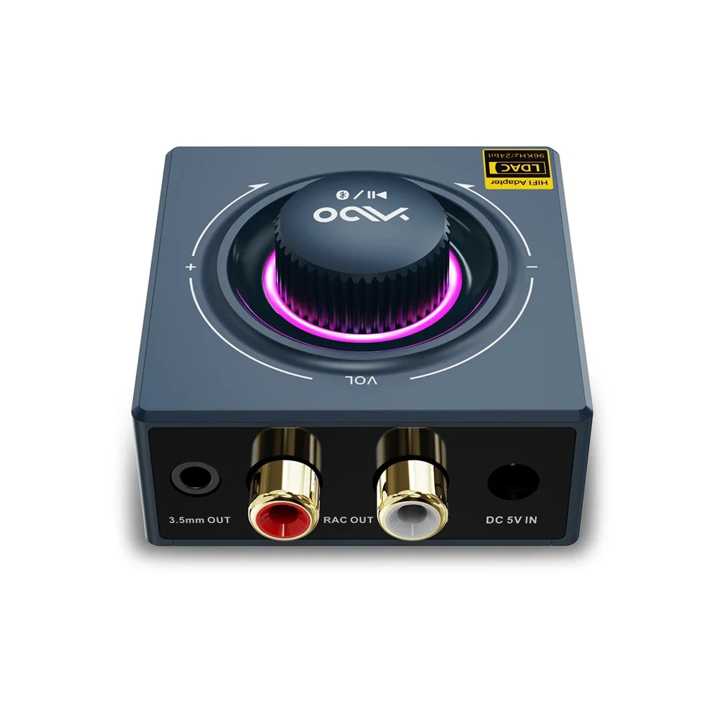 YMOO B06T3 + LDAC Bluetooth5.2 جهاز استقبال الصوت اللاسلكي 30 مللي ثانية RCA 3.5 ملم لمكبرات الصوت/مكبر الصوت من الهاتف/الكمبيوتر المحمول/الكمبيوتر اللوحي الكمون المنخفض