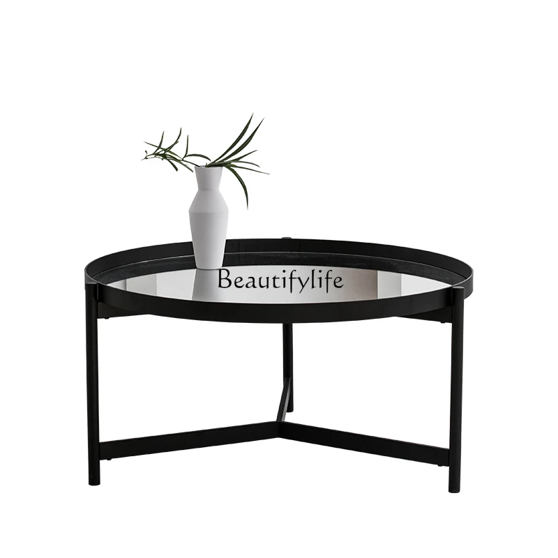 

Home black simple modern living room small apartment metal coffee table wrought iron coffee table