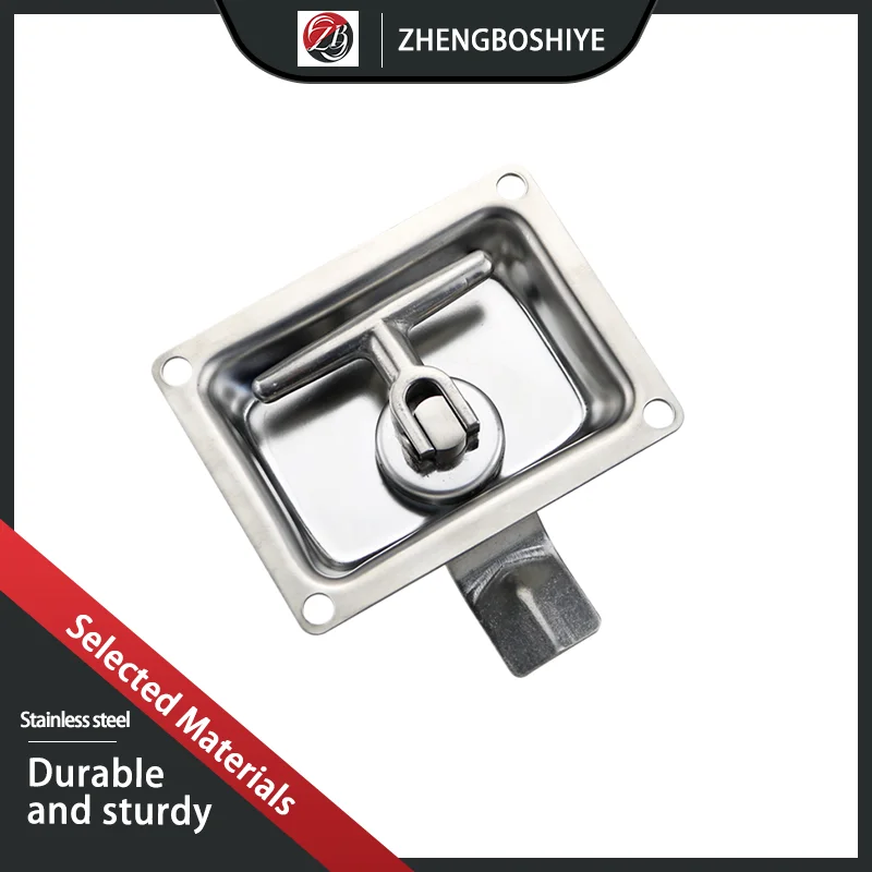 

304 Stainless Steel Flat Box Lock Pull Type Construction Machinery Vehicle Cabinet Lock Box Type Car Door Square Lock