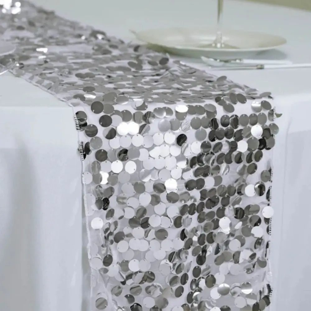Fish Scale Sequins Table Runner Sparkling Elegant Glitters Table Cover Luxurious Long Sequin Tablecloth Kitchen Dining Table