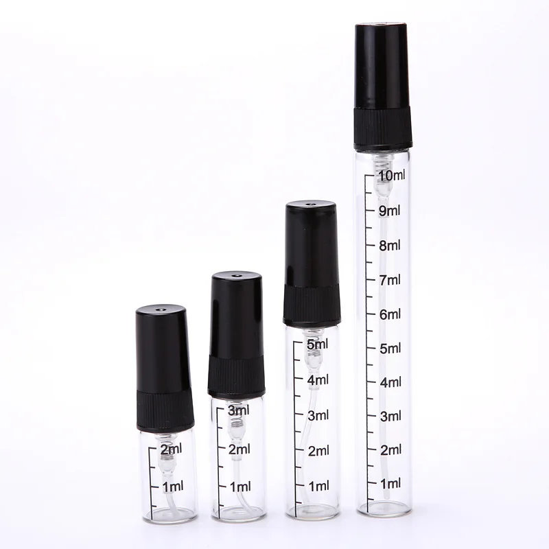 2ml 3ml Trasparent Plastic Perfume Bottles with Sprayer 10PCS Small Size Boxes Glass Jar Travel Scale Container Water Liquid