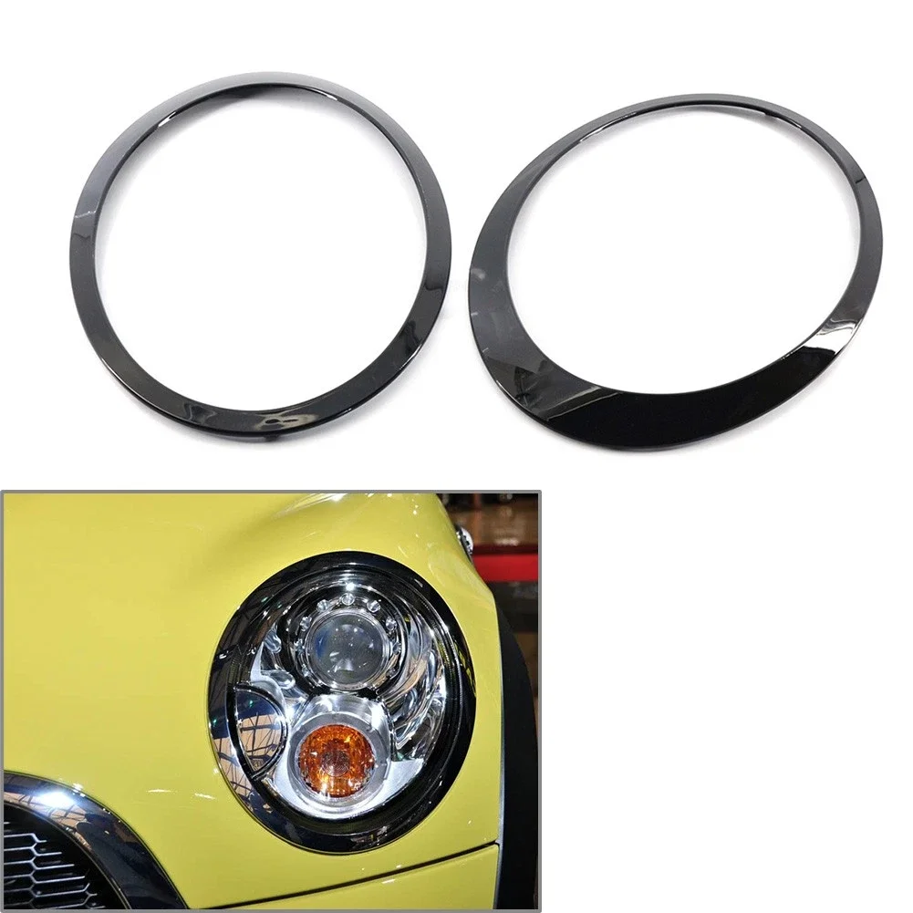 Gloss Black Headlight Trim Ring Frame Cover For MINI Cooper R55 R56 R57 R58 2007-2015 51137149905 51137149906