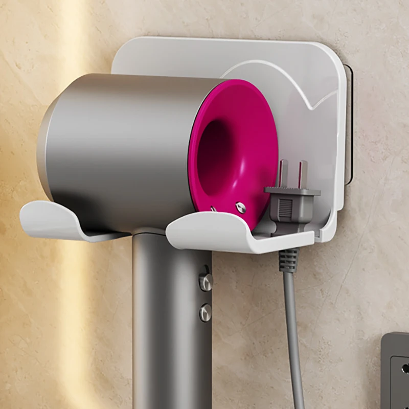 1pc Hair Dryer Storage Rack Non Punching Bathroom Wall Mounted
