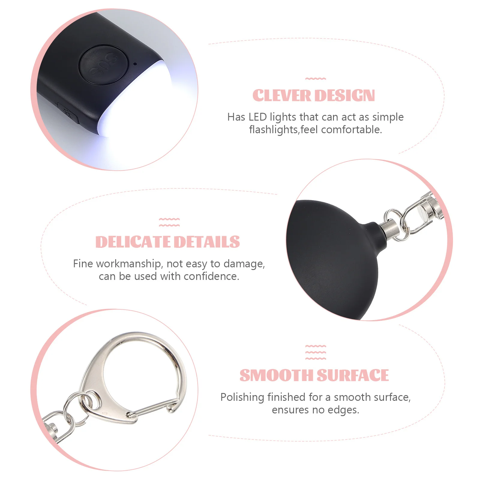 1 set Portable Mini Personal Alarm For Women Rechargeable Flashlight Keychain Outdoor Safety Security Device Alarm