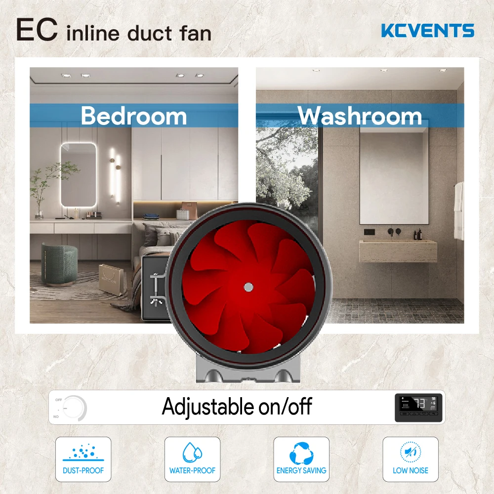 KCvents Ventilation Fan Inline Duct Fan Exhaust Fan EC Fresh Air System With Speed Control For Hydroponics Grow Tent Household