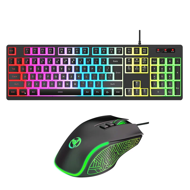 Full Size RGB Office Gaming Keyboard Mouse Set 104 Key For Computer PC Laptop Black White Highend Mechanical Feeling