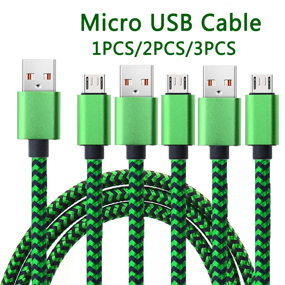 Micro USB Cable Data Sync 2.4A Fast Charging 1pcs 2pcs 3pcs Nylon Braided Charger Cable For Samsung Huawei HTC Android Phone