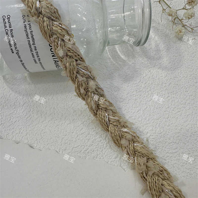 1.5cm Width Small Fragrant Woven Tweed Lace Accessories Handmade DIY Clothing Collar Decoration Pressed Edge Ribbon By The Meter