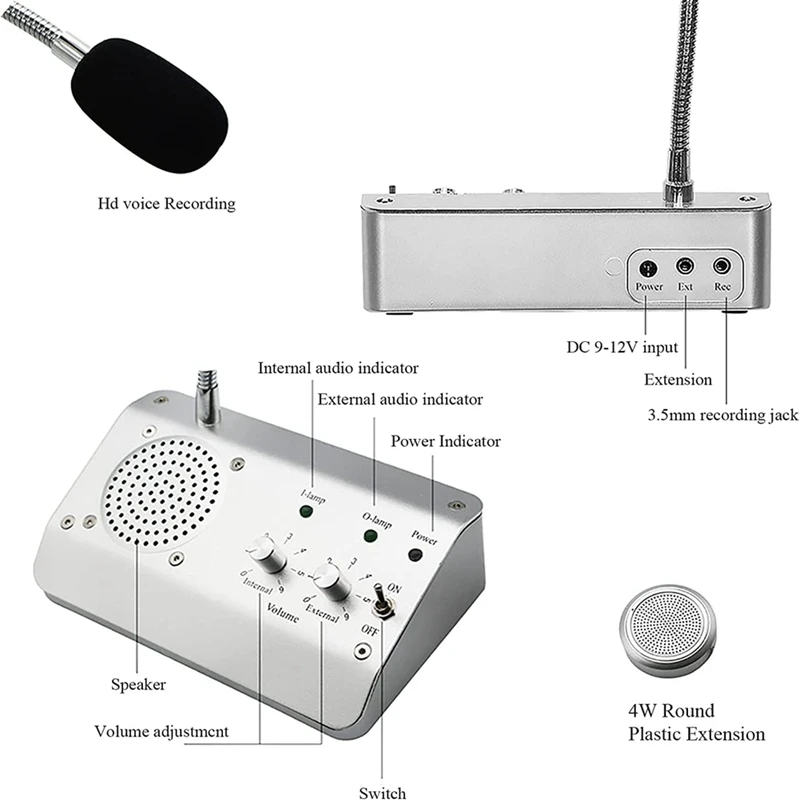 Window Speaker System, Dual Way Window Microphone Intercom Speaker, Intercom System For Business, Office, School EU Plug