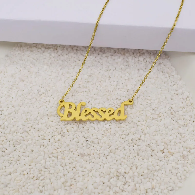 Europe/US Fashion Blessed Letter Pendant Lovely English Word Necklace Gift For Mom/Girlfriend Party Jewelry