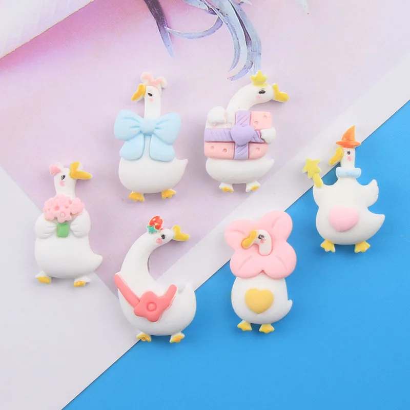 10pcs Mix Famous Duck Resin Cabochons Scarpbook Charms Phone Case Findings Pendants For DIY Jewelry Making Cartoon Duckling