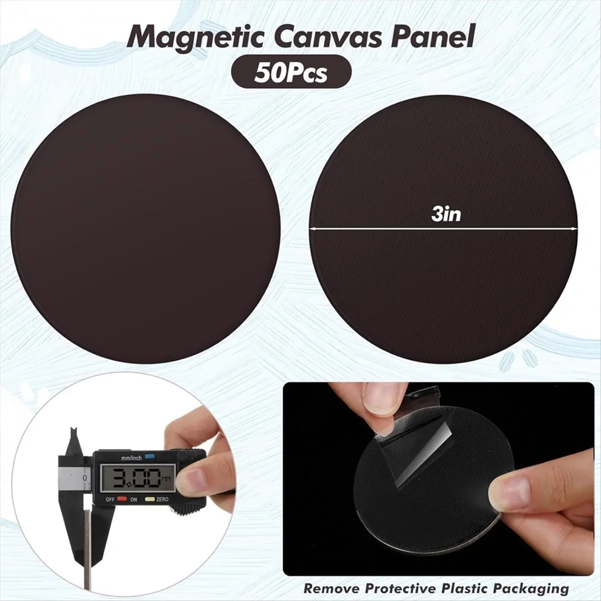 

A72P 50pcs Magnetic Painting Canvas Panels 3 Inch Small Canvas for Refrigerator Storage Cabinets Watercolor Acrylic Paint Art
