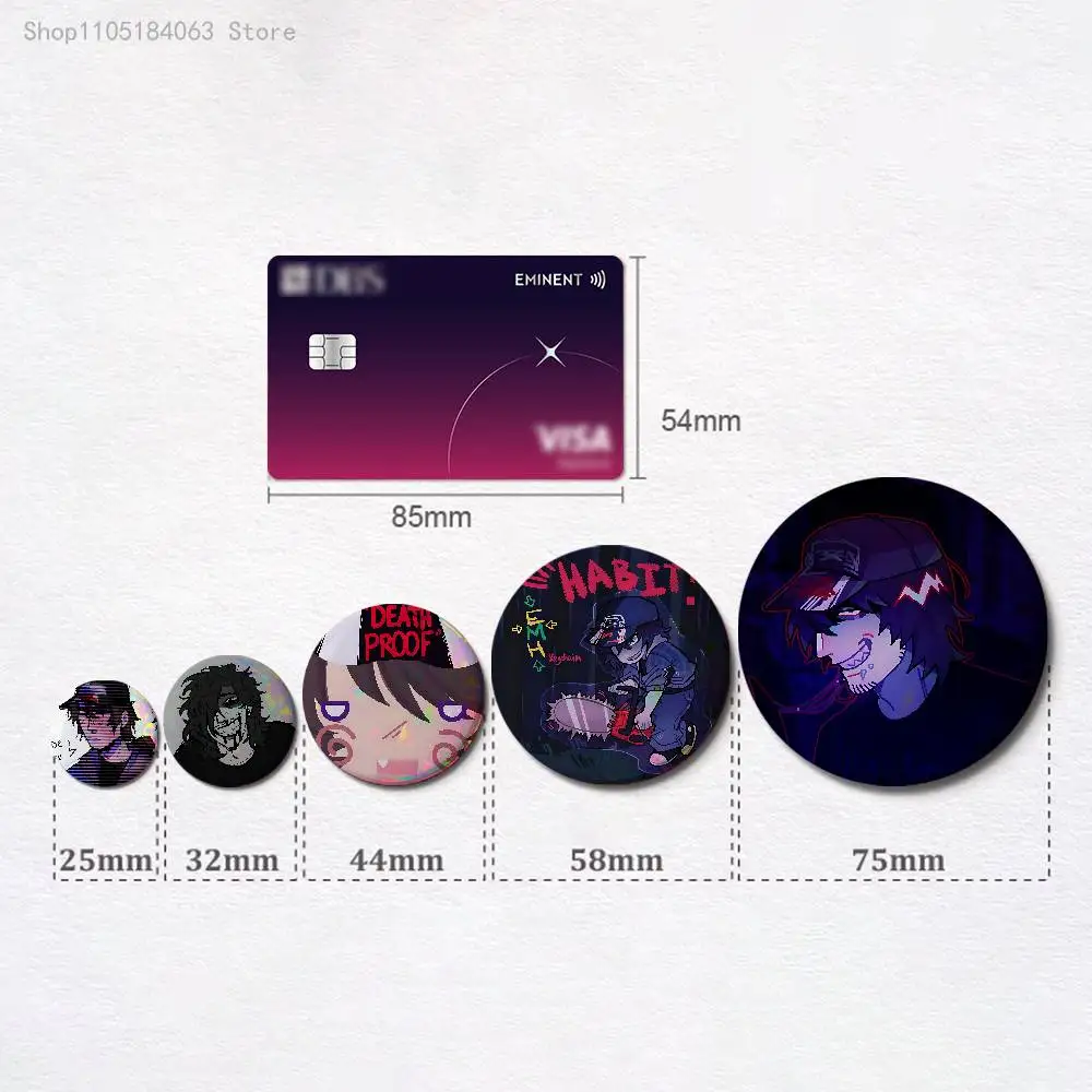 HABIT E-EverymanHYBRID E-EMH 58mm 44mm HD Print Brooch Badges Pretty Derby Round Display Brooches Lapel Pins