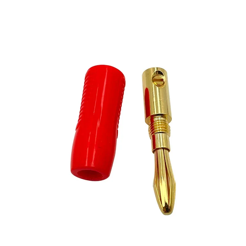 Gold-Plated Pure Copper 4mm Anti-Slip Banana Plugs for Fever Audio Speaker Cables Free Of Welding Head