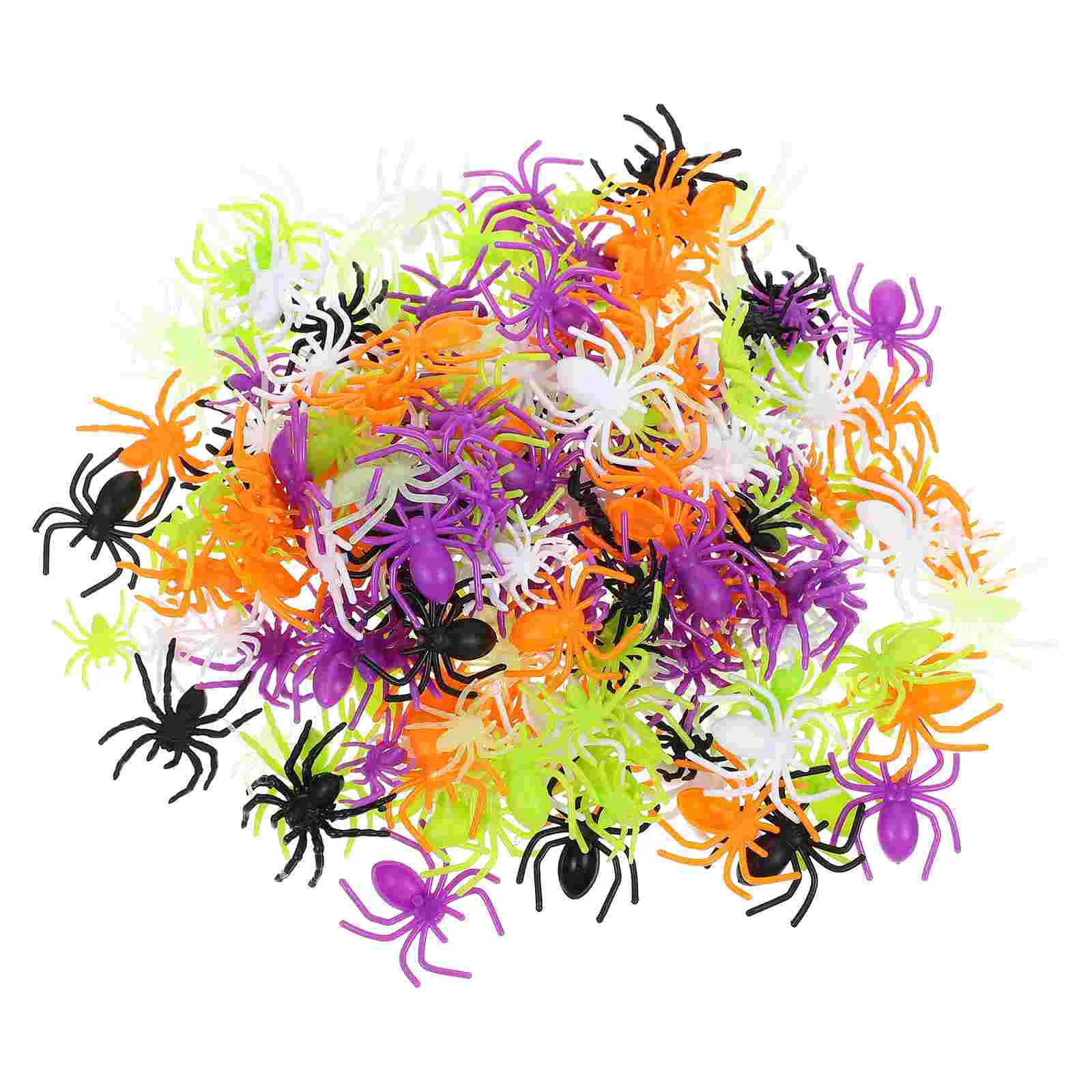 200 pçs plástico mini aranha halloween ornamentos brincadeira adereços decorações brinquedos cores sortidas aranhas falsas