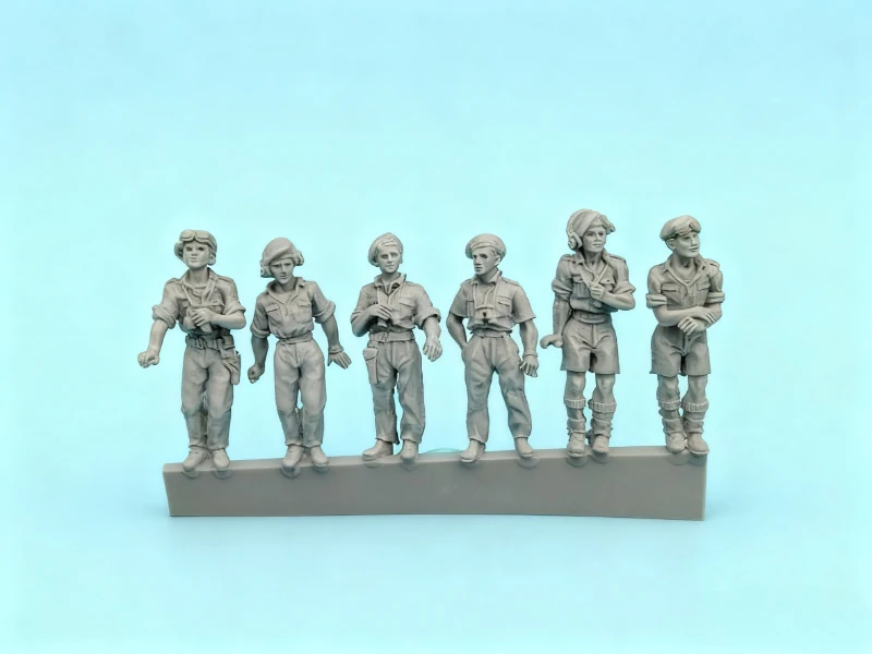 1/72 Scale Diecast Resin Figure Model Kit British Tank Regiment Crew Set 6 Figures Unpainted