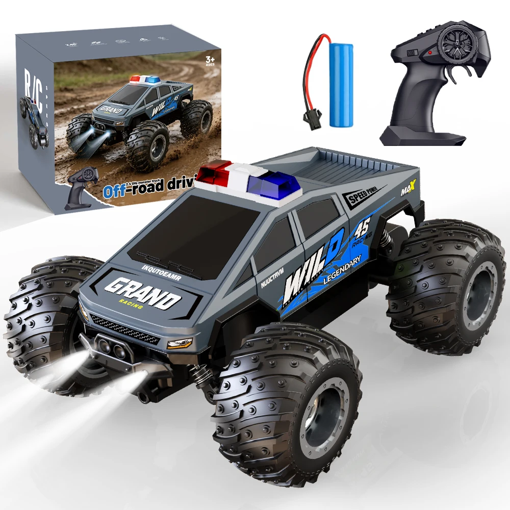 1/18 Scale Remote-Controlled Off-Road Truck Toy High-Speed 2WD RC Car with LED Lights Ideal Christmas Gift for 3-Year-Old Boys