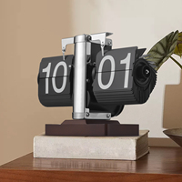 Desk Flip Clock Vintage Decor Heavy Duty Stainless Steel Mechanical Digital Table Clock Page Turner Clock Battery Operated