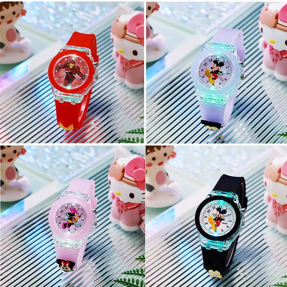 

Disney Minnie spider man Watch Children's Flash Light Cartoon Figure Doll Electronic Watch Boys Girls Birthday festival Gifts