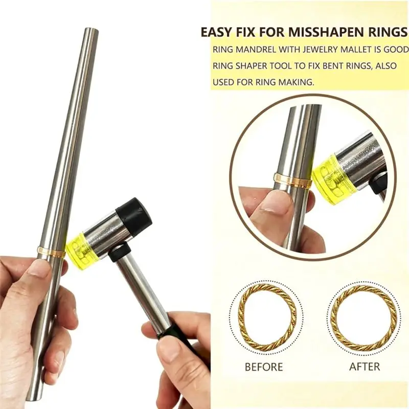 LICE-Ring Mandrel Metal Ring Ring Size Measurer Ring Fixer Repair Kit Jewelry Mandrel Ring Sizer Kit