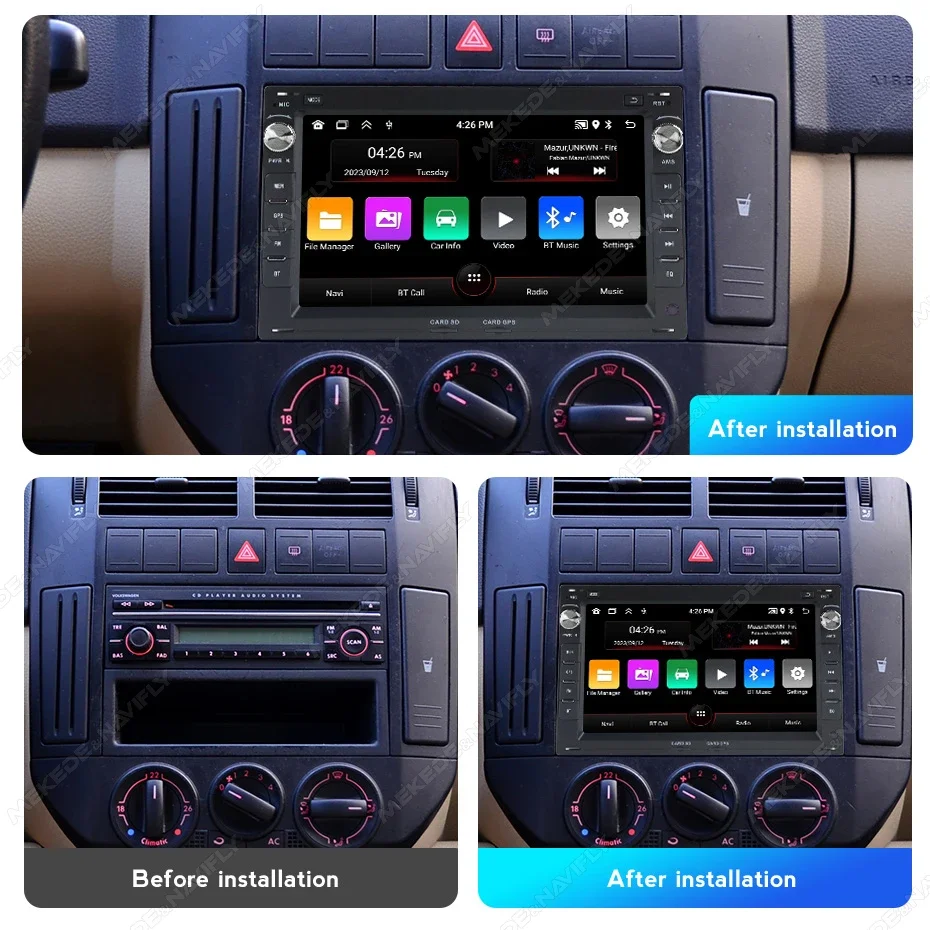 MEKEDE 7” HD Car Radio For VW PASSAT B5 MK4 MK5 SHARAN Jetta Polo 9n TRANSPORT T5 CITI CHICO WIFI Multimedia Carplay Head Unit