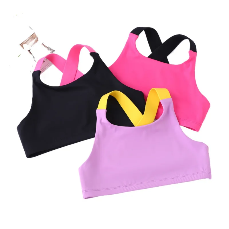 Girls Dance Tank Outfits Kids Yoga Crop Top Breathable Sports Bra Trendy Cropped Fitness Vest Athletic Wear Children Gym Clothes