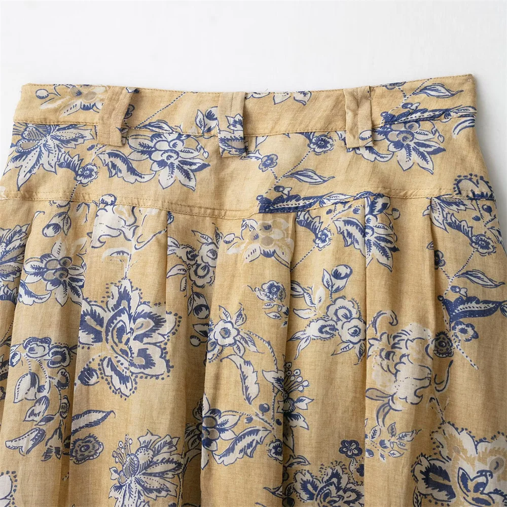 تنورة نسائية خريفية جديدة بسيطة بطبعة زهور رامي