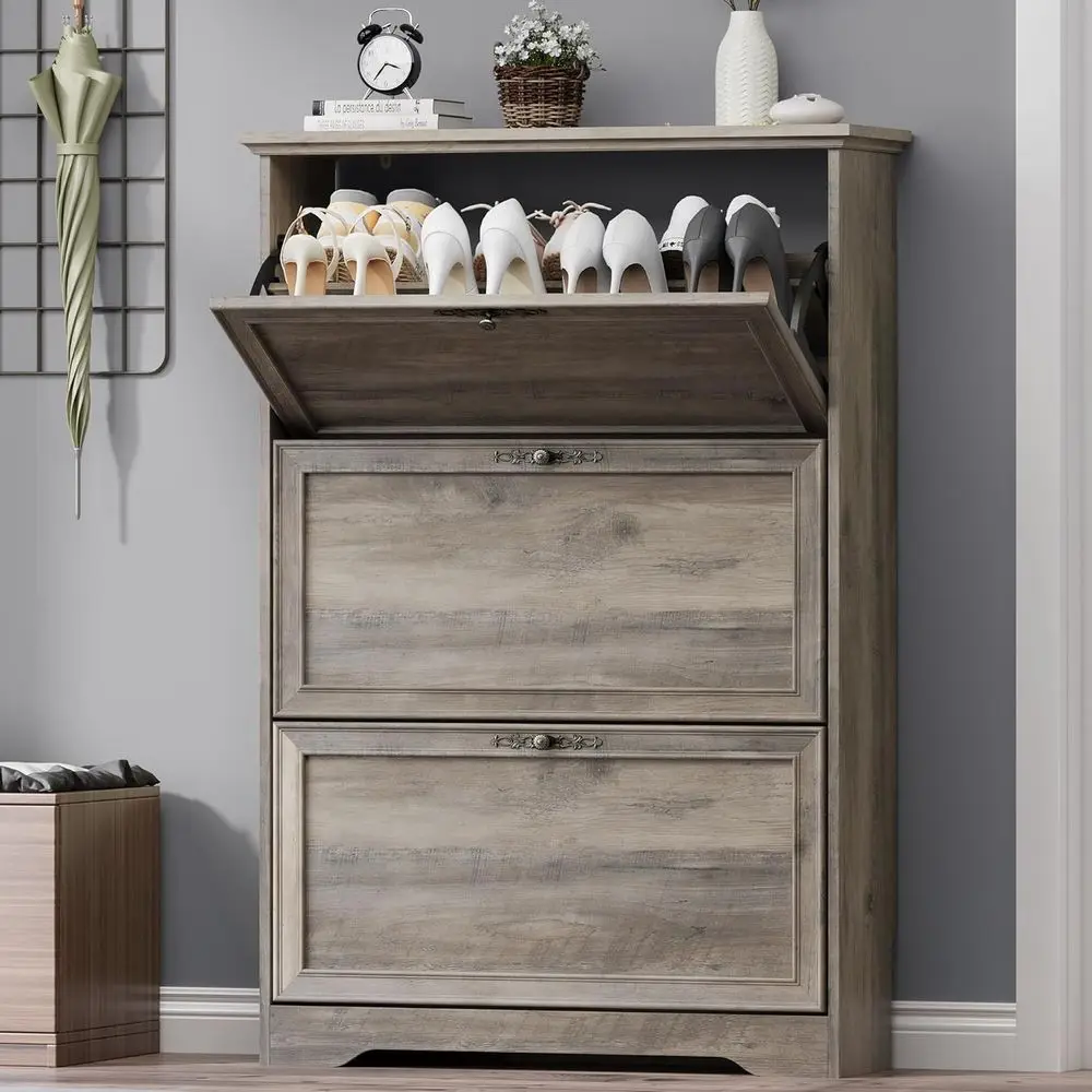 

Space-Saving Wooden Shoe Cabinet for Entryway with Adjustable Shelves, Ideal for Closet and Hallway Storage