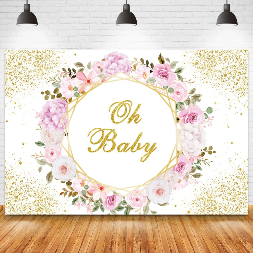 Oh bebé telón de fondo vestido de princesa niña cumpleaños niños ducha fiesta flores decoración Fondo fotografía sesión fotográfica Accesorios