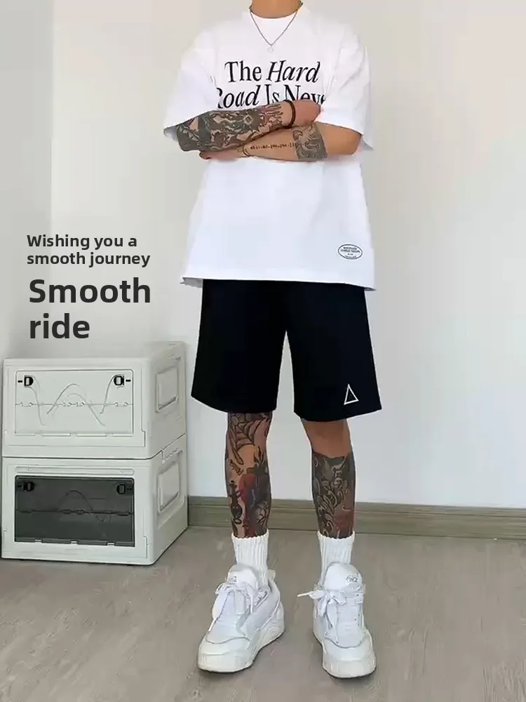 

Cleanfit American Sle Bla Sports orts Men's Summer Embroidered e Logo Casual Four-Five Length Sweatpants