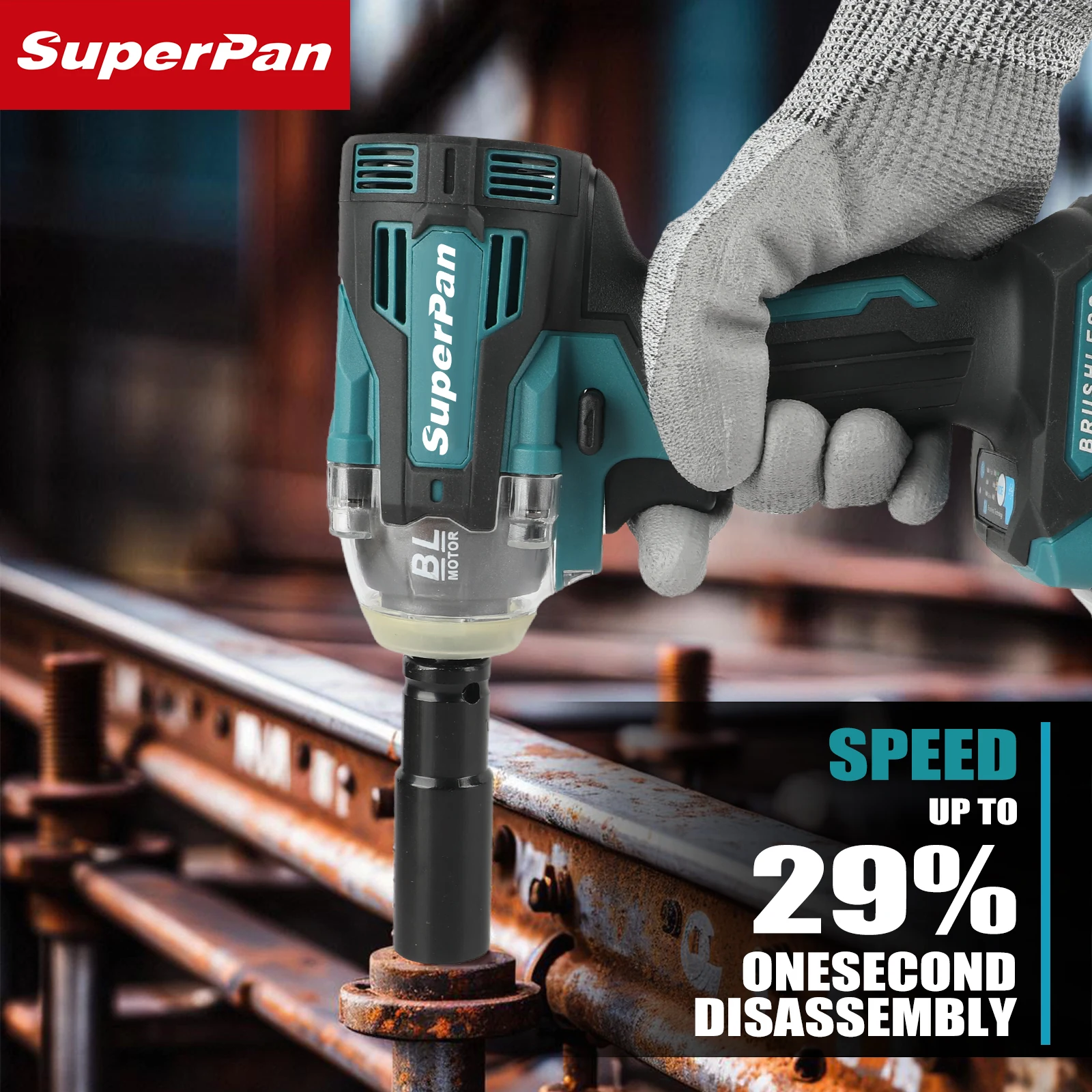 Superpan TW004G High Torque Electric Impact Wrench – Brushless Wind Cannon Professional Auto Repair Power Tool