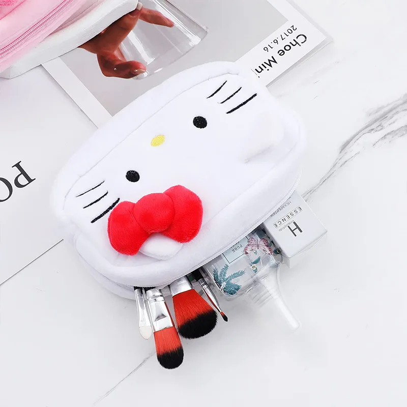 Hello Kitty Pochacco Large Plush Bag Large Capacity Fluffy Simple Cute Kawaii Anime Sanrio Student Female Plush Makeup Bag Toys