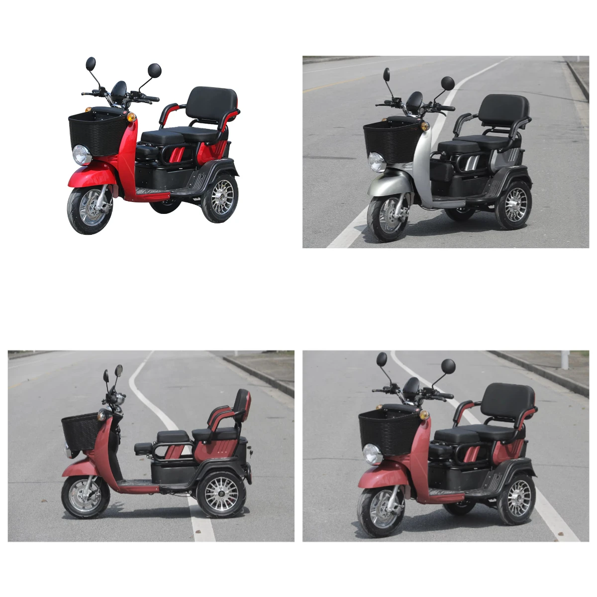 

STLF Electric 3-Wheel Trikke With Motor Baby Seat and Drum Brake Passenger Sliding Seat Electric Tricycle