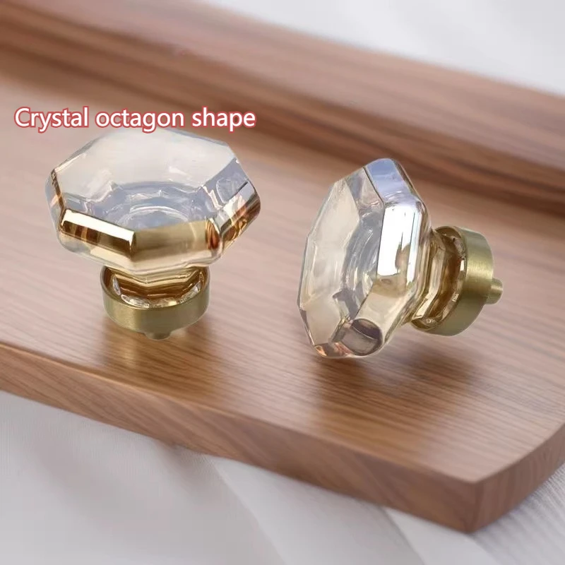 Furniture handle - crystal octagonal single-hole drawer handle - wardrobe, shoe cabinet, decorative box handle