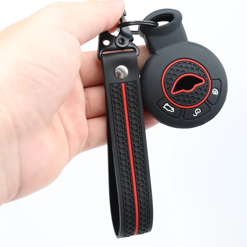 Protective Silicone Key Cover For BMW Mini Cooper Clubman Countryman Paceman Roadster R56 R57 CAS3 with wrist carabiner