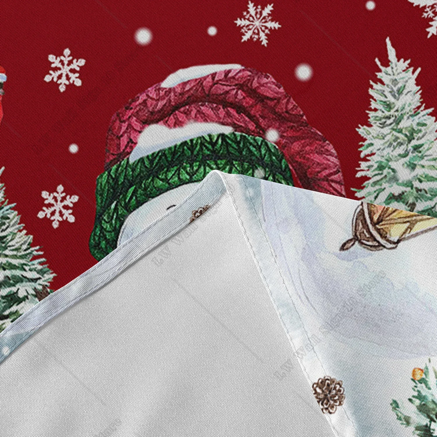 Christmas Tree Snowman Robin Berry Round Tablecloth Waterproof Wedding Party Table Cover Christmas Dining Table Tablecloth