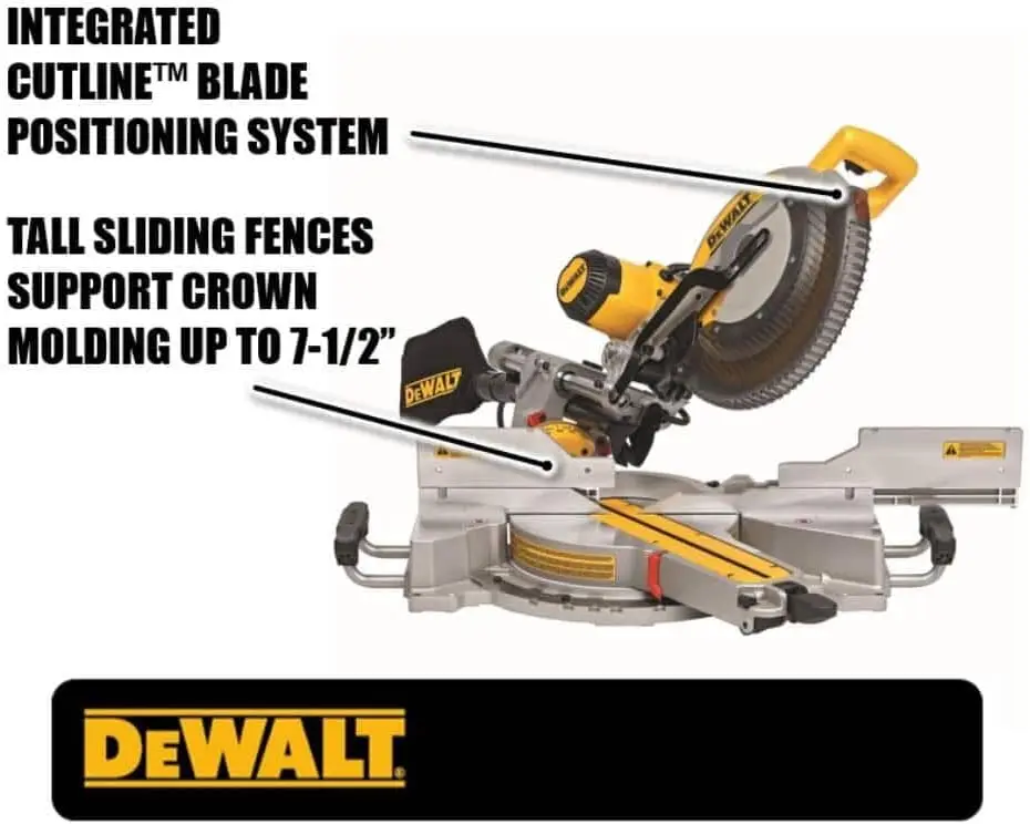 Serra de esquadria deslizante de chanfro duplo DEWALT, 12 polegadas, composto (DWS780)