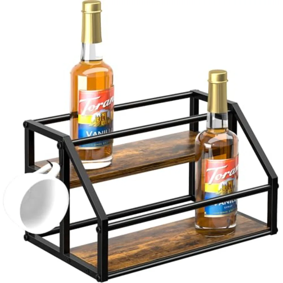 

Coffee Syrup Rack Organizer, Syrup Bottle Holder Stand for Coffee Bar, 2-Tier 8 Bottles Storage Shees for Syrup, Wine, Dring fo