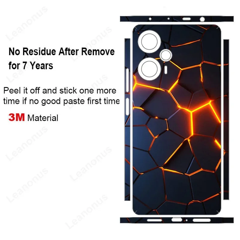 Colorful Honeycomb Decal Skin for Xiaomi Poco F5 Pro F5 X6 Back Screen Protector Film Cover 3M Wrap Dazzling PocoF5 Sticker