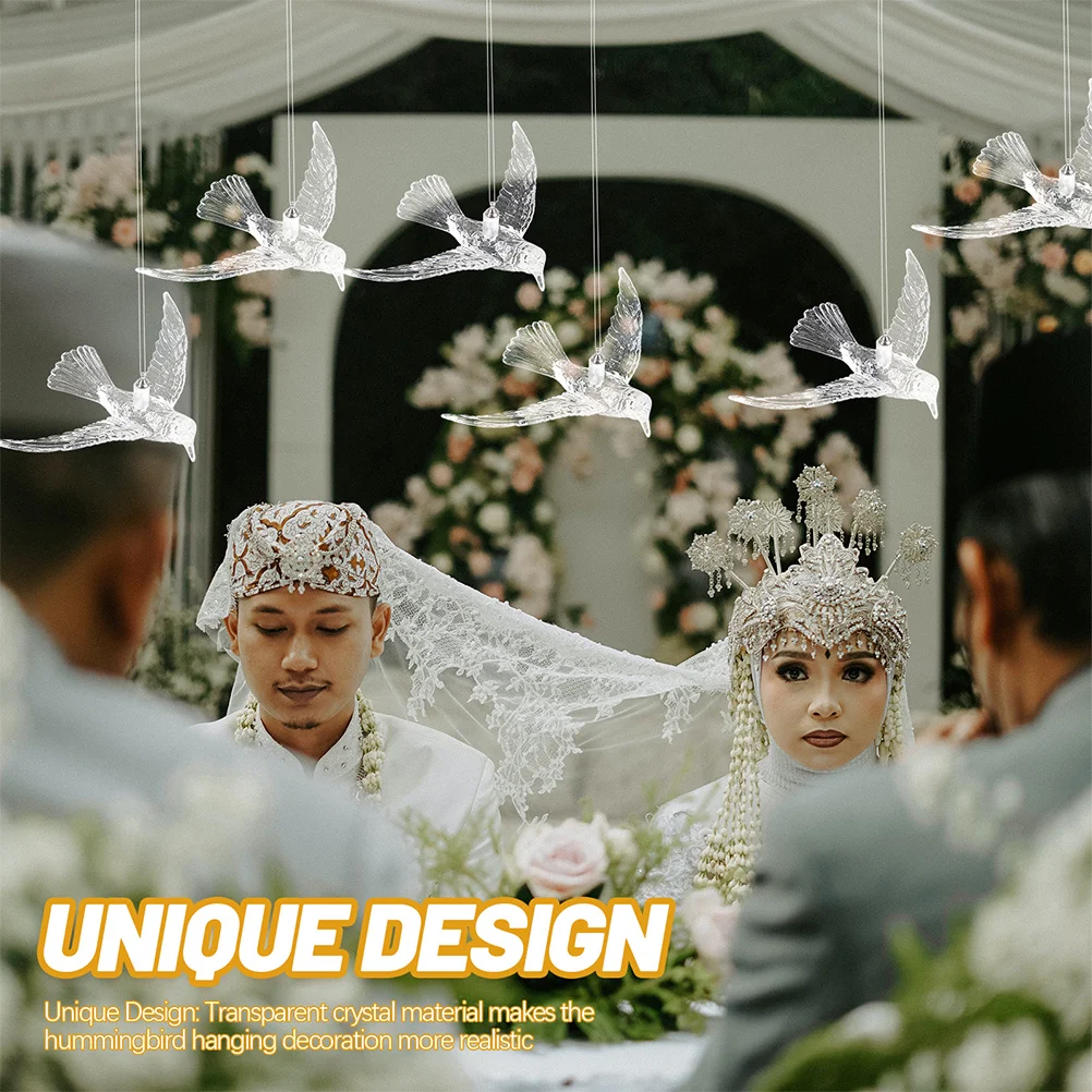 

4Pcs Acrylic Hummingbird Ornaments Hanging Pendant Decorative Ceiling Home Party Window Flying Birds Transparent Decor