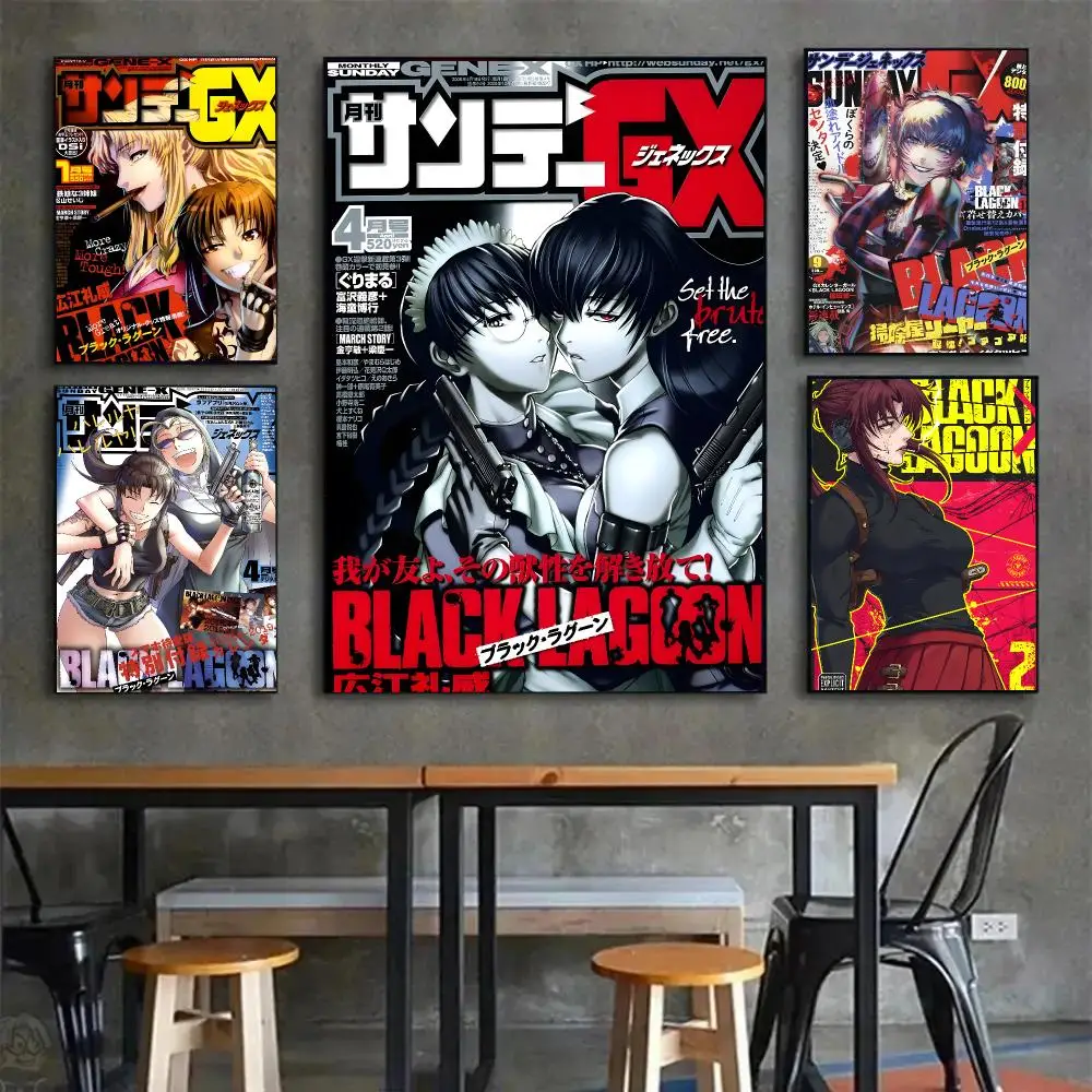 Anime Crime Black Lagoon Poster Painting Wall Art Mural for Living Room Home Decor and Gifts