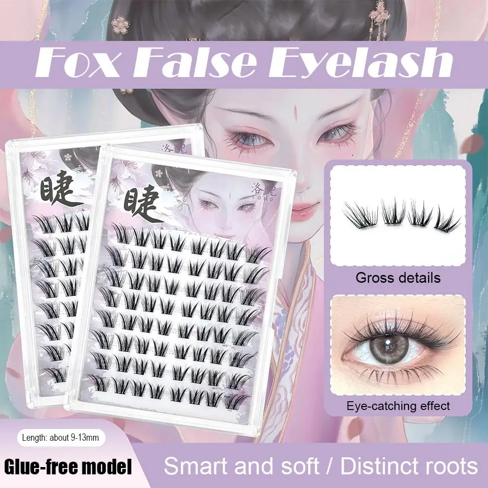 Valse Wimpers Chinese Stijl Vos Negen Tailed Fox Schuine Gesegmenteerde Natuurlijke Enkele Ogen Cluster Vliegende Schoonheid Tool L9F2