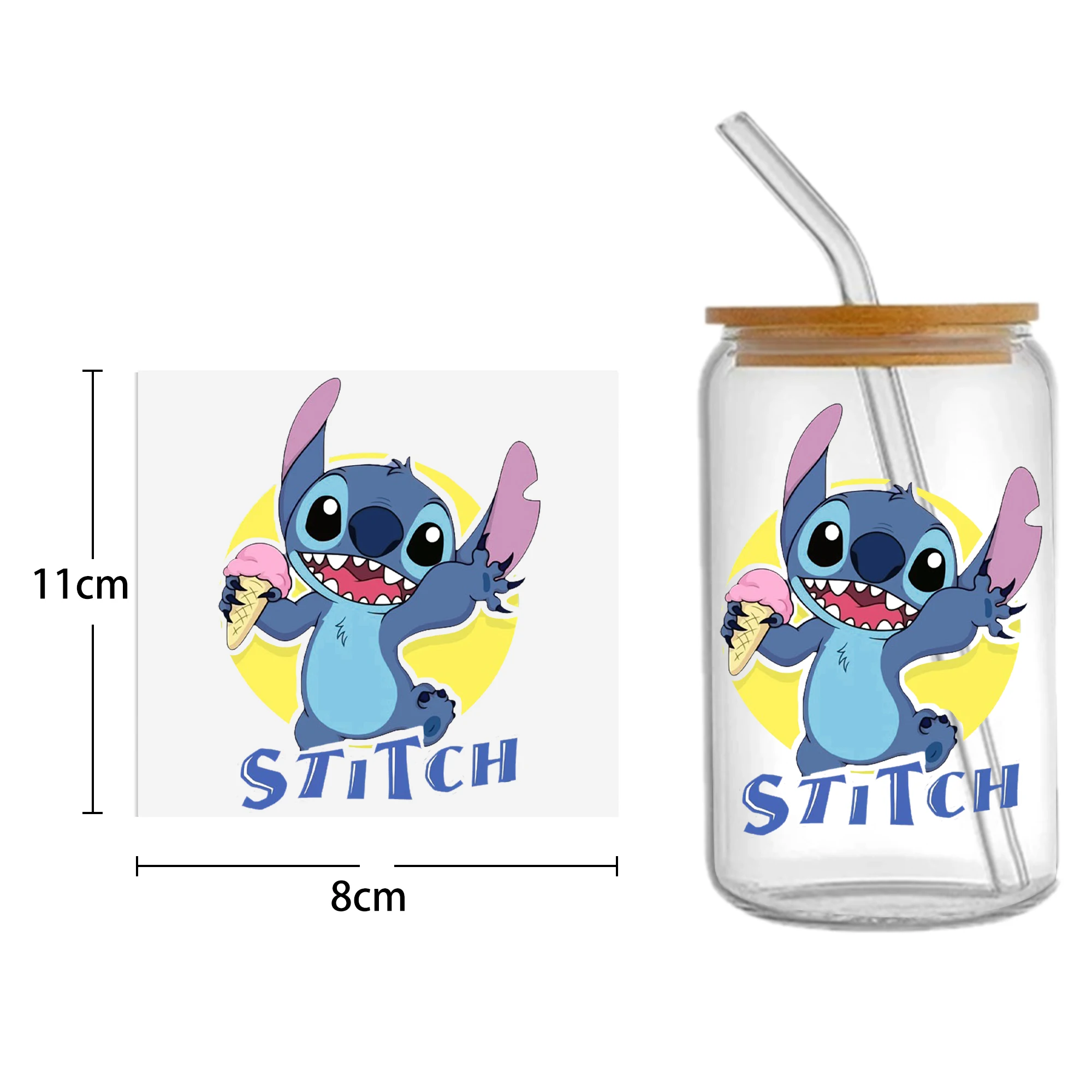 Lilo And Stitch 16oz Tumbler Template DTF Sticker Cup Cool Personalize UV Wrap Transfer Sticker Custom Label DIY Waterproof